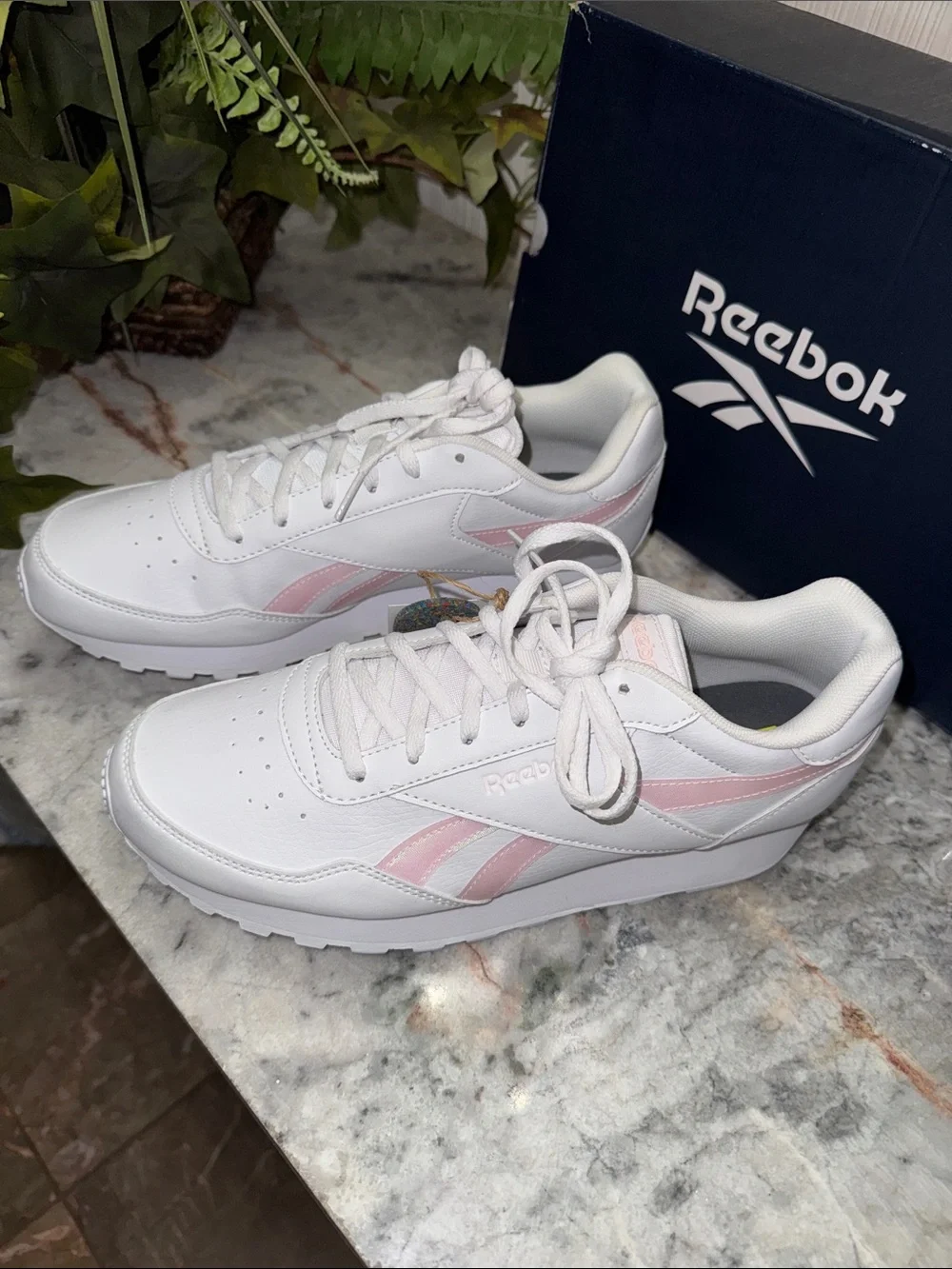 Reebok White Sneakers with Light Pink Accents